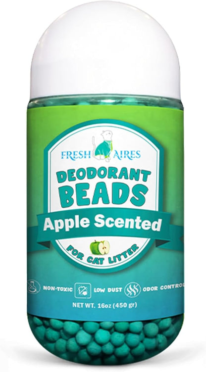 Cat Deodorant Beads - Green Apple Scent, Low-Dust & Non Toxic Litter Box, Superior Odor Control, Pet Safe Kitty Litter Deodorizer - Cat Litter Scent Deodorizer for Cleaner Air