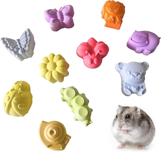 10 Pieces Hamster Teeth Grinding Lava Block Calcium Stone Chew Toys for Chinchillas Rabbits Gerbil Guinea Pig Syrian Hamster Squirrel Ferret