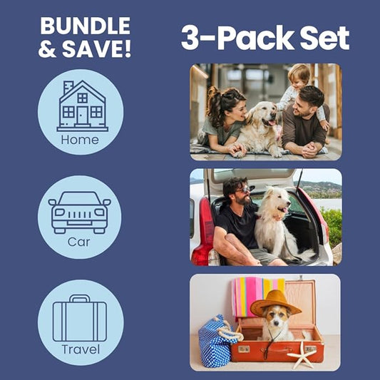 Dog First Aid Kit 3-Pack – 2 Hard-Sided & 1 Compact Travel Pet First Aid Kits – Vet-Approved Emergency Supplies with First Aid Guide, Tick Remover, Thermal Blanket for Hiking, Camping, Car, RV