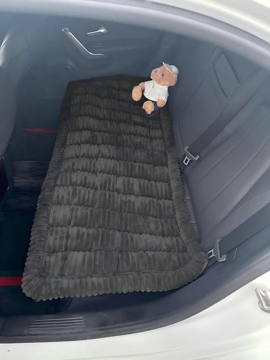 Backseat Pet Bed Mat, 23.62 inch x 51 inch. Anti Slip Pet Travel Dog Bed，Plaid Dog Bed for Car Back Seat, Custom Fit for Backseat Extenders and Seat Covers (Black, 1)