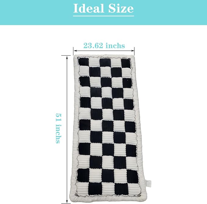 Backseat Pet Bed Mat,23.62 inch x 51 inch. Anti Slip Pet Travel Dog Bed，Plaid Dog Bed for Car Back Seat, Custom Fit for Backseat Extenders and Seat Covers (Black&White, 1)