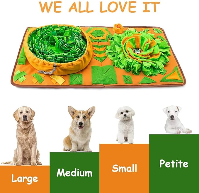 AWOOF Large Dog Snuffle Mat, Interactive Feeding Mat, 34.6 in x 19.6 in, Squeaker and Crinkle Paper, Non-Slip, Easy to Clean
