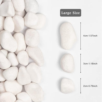 5lbs White Natural River Rocks, Polished Pebbles for Plants Garden, 1-2 inch Decorative White Stones, Ideal for Fish Tank, Vases, Crafting, Home Decor and Garden Landscaping Rocks,White