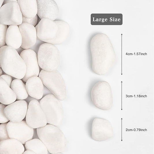 20lbs White Natural River Rocks, Polished Pebbles for Plants Garden, 1-2 inch Decorative White Stones, Ideal for Fish Tank, Vases, Crafting, Home Decor and Garden Landscaping Rocks,White