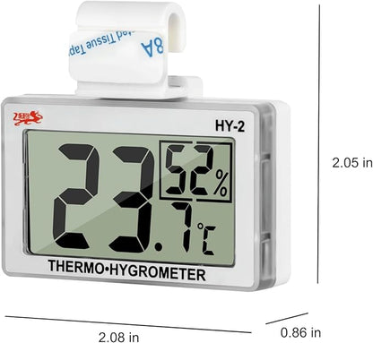 Digital Reptile Thermometer Hygrometer with Hook & Adhesive, LCD Display Temperature Humidity Gauge for Reptile Tanks, Terrariums, Bearded Dragon, Hermit Crab Accessories (-10℃~+50℃/20%-90% RH)