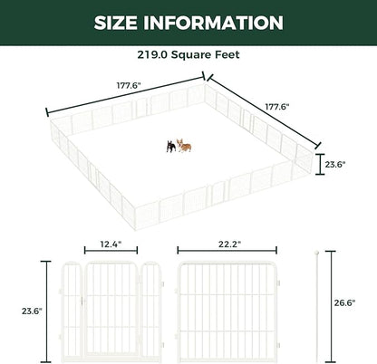 FXW Rollick Unleashed Dog Playpen for Indoor, Yard, RV Camping, 24 inch 32 Panels for Small and Puppy Dogs, White│Patented