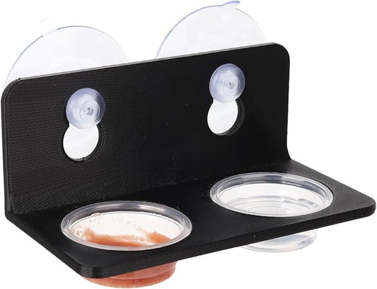 Crested Gecko Feeding Ledge with 10PCS Gecko Food Water Dish - Black