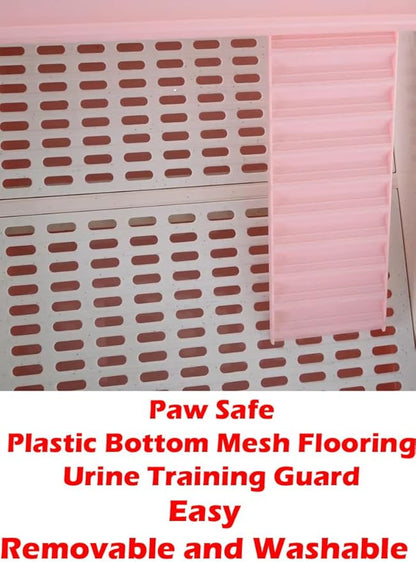 Pink X-Large Deluxe 4-Level in/Outdoor Rabbit Hutch Home Cage for Ferret Chinchilla Paw Safe Solid Platform Ramp Mesh Floor Leakproof Pull Out Easy Clean 2-Inch Deep Tray Lockable Casters