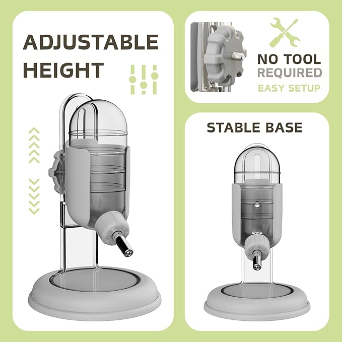Hamster Water Bottle with Stand, Water Dispenser for Syrian Dwarf Hamsters Gerbils Mice Rats Degus (Gray, 4oz)