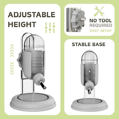 Hamster Water Bottle with Stand, Water Dispenser for Syrian Dwarf Hamsters Gerbils Mice Rats Degus (Gray, 4oz)