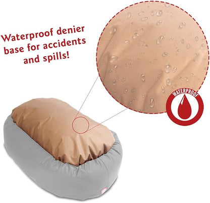Majestic Pet 40 Inch Bagel Calming Dog Bed Washable – Cozy Soft Round Dog Bed with Spine Support for Dogs to Rest Their Head - Fluffy Donut Dog Bed 40x29x9 (Inch) - Round Pet Bed Large – Tan