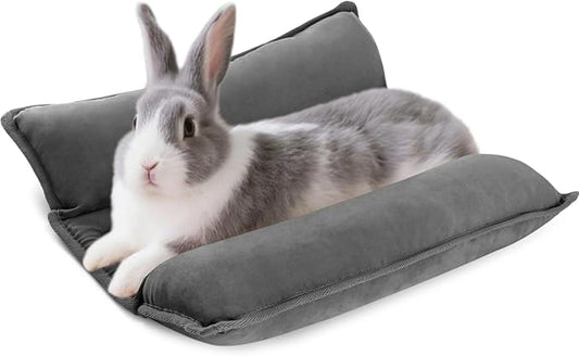 Rabbit Bed, Washable Bunny Pillow, Reversible Lounger Pad, Soft Small Animal Bedding, Stress Relief Pet Mat for Kittens, Guinea Pigs, Puppies