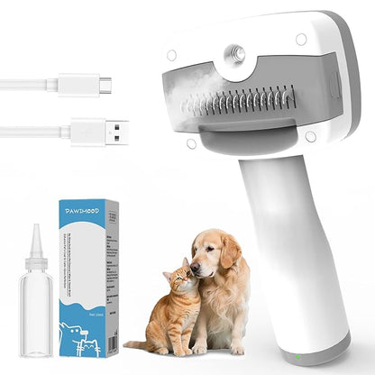 3 in 1 Pet Steam Brush for Dogs & Cats – Self Cleaning, Hair Removal Comb Steam for Shedding & Dematting for Long & Short Haired Pets,Includes Pet Essence