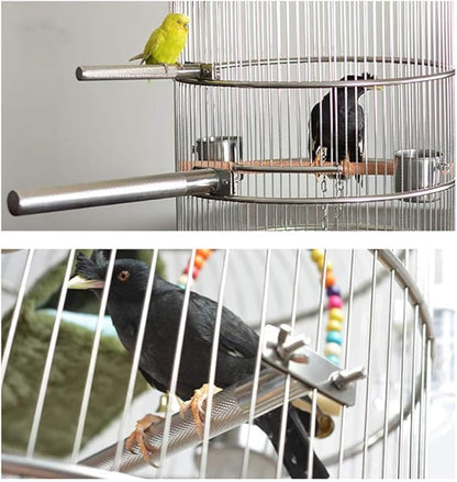 Bird Perch Stainless Steel Stand Parrot Rod Grinding Claws Trimming Beak Nails Grinding Stick Exercise Platform for Parakeet Cockatiel Conure African Grey Macaw Finch Bird Cage Accessories (S)