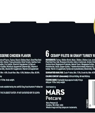 Cesar Filets in Gravy Adult Wet Dog Food, Poultry Lovers Multipack, 3.5 oz. (12 Count, Pack of 2)