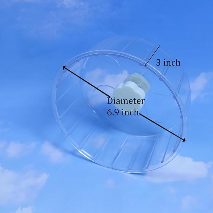 Hamster Wheel, Silent Running Exercise Wheel with Adjustable Stand for Hamster Guinea Pig Gerbil Hedgehog Small Animal Cage Accessories (Clear, 6.9inch)