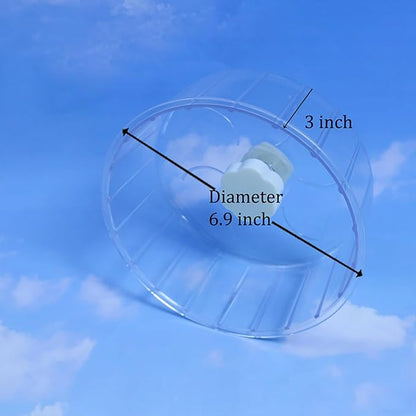 Hamster Wheel, Silent Running Exercise Wheel with Adjustable Stand for Hamster Guinea Pig Gerbil Hedgehog Small Animal Cage Accessories (Clear, 6.9inch)