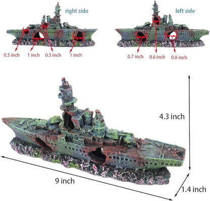 Little Aquarium Shipwreck Sunken Pirate Ship Mini Boat Fish Tank Decorations for Betta