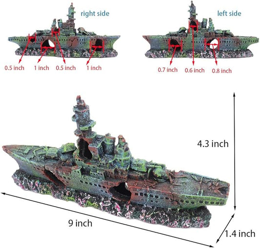 Little Aquarium Shipwreck Sunken Pirate Ship Mini Boat Fish Tank Decorations for Betta