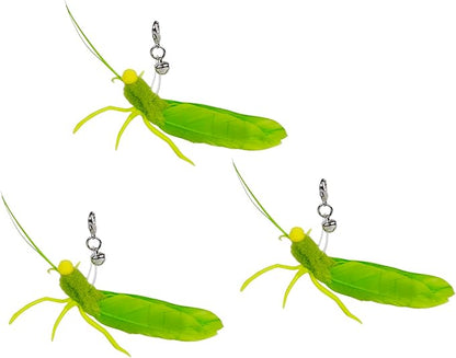 TTcat Feather Toys, 3 Pcs Simulation Insects Grasshopper Refills, Cat Toys Replacement Feathers for Cat Kitten Wand.