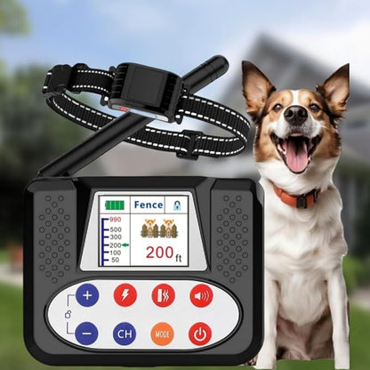 Wireless Dog Fence System, Electric Fence for Dogs with Big LCD Screen, 2 in 1 Portable Wireless Pet Perimeter for Outdoor, Remote Training collar, Adjustable Collar for Big Medium Dogs (For 1 Dog)
