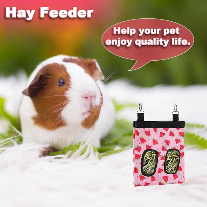 DZWLKJ Guinea Pig Hay Feeder, 600D Polyester, Watermelon, Rabbit Hay Feeder Bag, Guinea Pig, Chinchilla, Hamsters, Small Pets, 1 Pack, Foldable, Lightweight