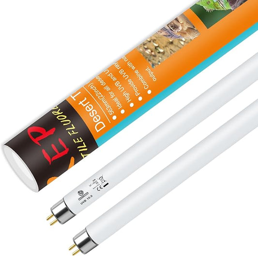 T5 UVB Reptile Light 39W 10.0, UVA Light Bulb for Reptiles, 2 Pack Lamp Tube for Bearded Dragon