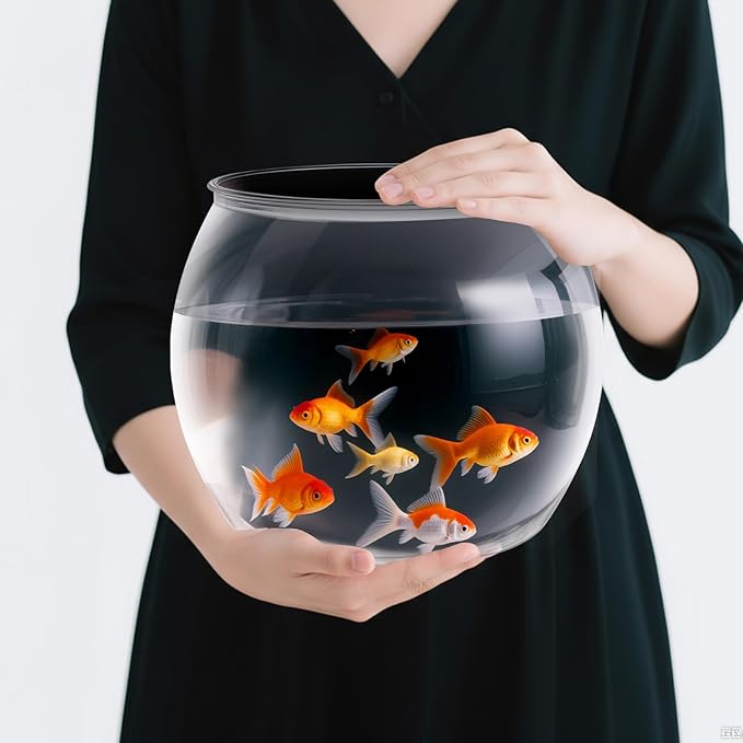 Geelin 1.5 Gallon Plastic Fish Tank Large Bowl Shatterproof with Crystal Clear Clarity for Terrarium, Flower Vase Centerpiece Gift for Fish Lovers(Round)