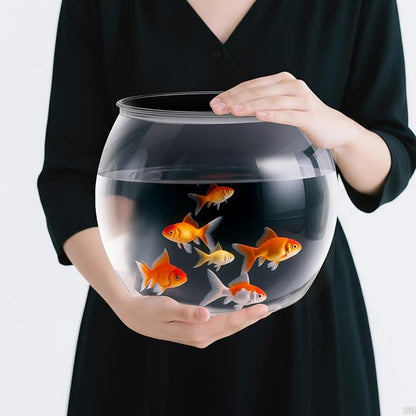 Geelin 1.5 Gallon Plastic Fish Tank Large Bowl Shatterproof with Crystal Clear Clarity for Terrarium, Flower Vase Centerpiece Gift for Fish Lovers(Round)