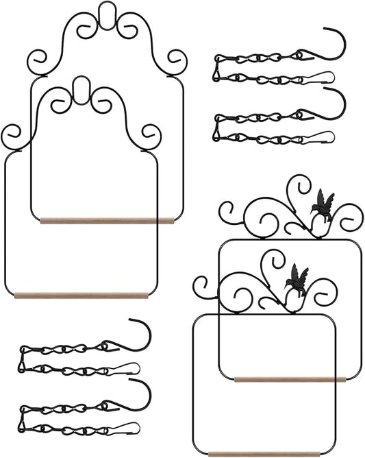 PACETAP Hummingbird Swings and Perches Metal Frame 4 Pack, Wild Bird Swing Outdoor Bird Perch with Wooden Dowel and Hanging Chain for Hanging Indoor, Outdoor, Trunk, Lawn, Patio, Garden (Black)