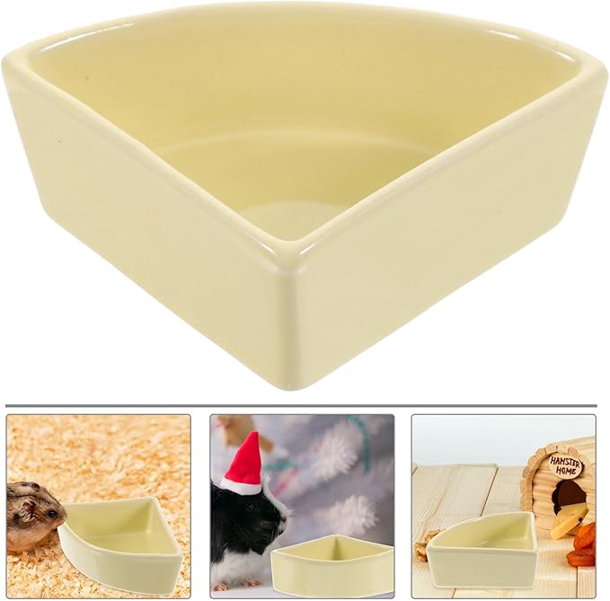 iplusmile Ceramic Hamster Food Bowl, Pet Guinea Pig Water Rat Bowl for Gerbil Mouse Chinchilla Hedgehog Sugar Glider, Yellow