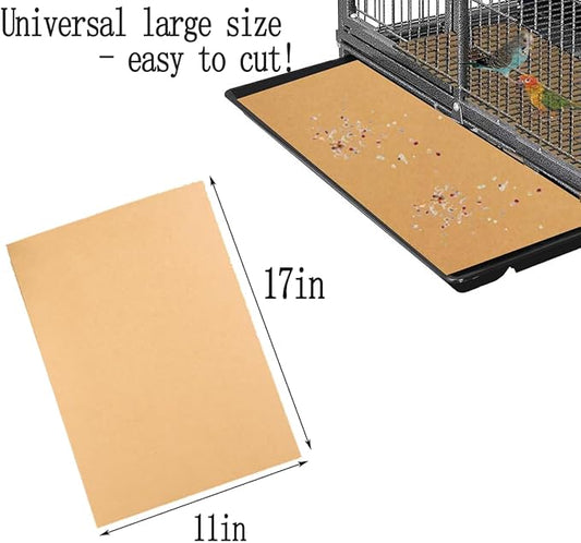 100PCS Bird Cage Liner Papers 11×17in-Disposable Kraft Paper Cage Liners for Pet Bird Parrot Cushion Pad Pet Bedding Accessories(Kraft Paper)