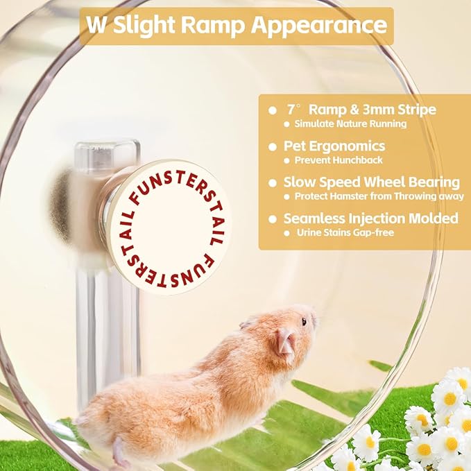 Super Silent Hamster Wheel 10.4 Inch, Magnetic Large Rat Wheel for Chinchilla, Gerbil, Guinea Pig, Cat, Mouse, Sugar Glider and Dwarf, Syrian Hamster Accessories (Cream White)