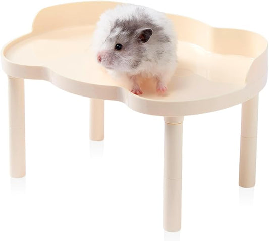 Hamster Play Color Plastic Platform Waterproof for Exercise Wheel Food Bowl Water Bottle and Other Cage Accessories (Cream White, 6.3" Height)