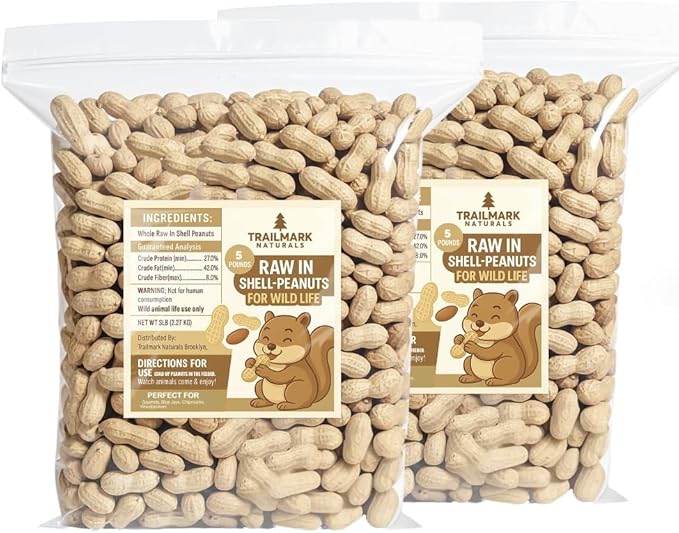 2 Pack of 5 Lb Bags (10 Pounds Total) - Raw Peanuts for Squirrels, Raw in Shell Peanuts for Birds and Wildlife- Squirrel Food, Wild Bird Seed - Grown in The USA
