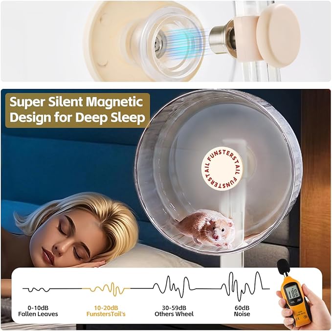 Super Silent Hamster Wheel 8.7 Inch, Magnetic Rat Wheel for Chinchilla, Gerbil, Guinea Pig, Cat, Mouse, Sugar Glider and Dwarf, Syrian Hamster Accessories (Cream White)