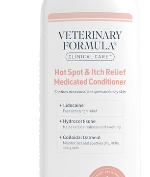 Veterinary Formula Clinical Care Hot Spot & Itch Relief Cat & Dog Medicated Conditioner, 16 oz – Oatmeal Conditions Skin for a Lustrous Coat, Formulated to Help Alleviate Itchy Skin