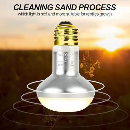 WACOOL 4 Pack Heat Lamp Bulbs for Reptiles, 75W Intense Basking Spot Lights, Simulate Daytime Sunshine Heat Bulbs, UVA Daylight