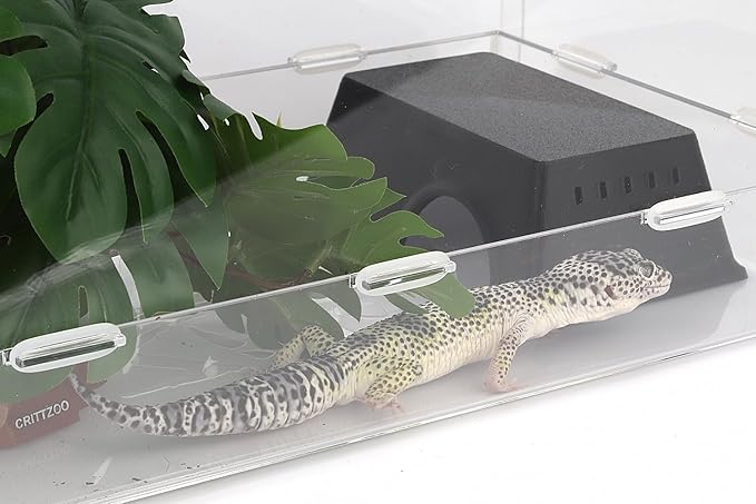 Snake Hide, Leopard Gecko Tank Accessories for Reptile Ball Python Crested Gecko Lizard Bearded Dragon - BlackHideM