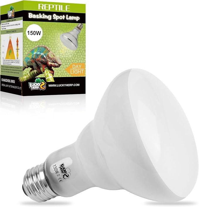 LUCKY HERP Heat Lamp Bulbs - 150W Reptile Heat Lamp 1 Pack, Daylight Basking Heat Lamp Bulbs for Reptile, UVA Heat Light Bulb for Reptiles, Amphibians, Bearded Dragons, Lizards, Turtles, Chickens