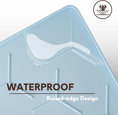 Silicone Cat Litter Trapping Mat, Large Waterproof 34" X 22" Cat Litter Box Mat, Easy to Clean, Blue