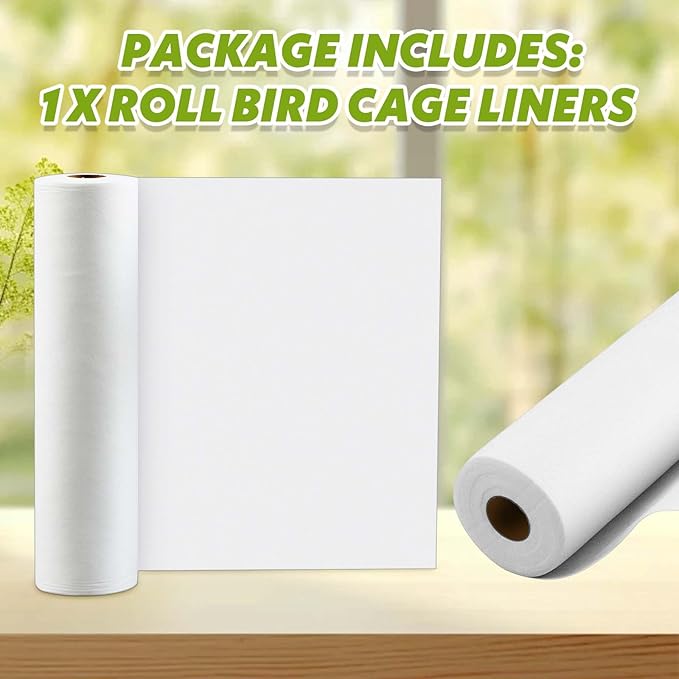 100 ft x 11 Inch Bird Cage Liner Disposable Cages Cushion Pad Mat Precut Absorbent Bird Cage Paper Large Parakeet Cage Liners Accessories for Pet Animal Bird Parrot (White)