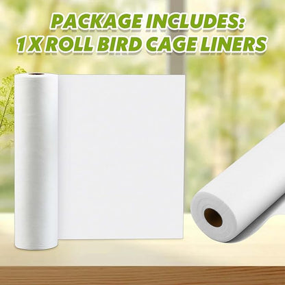 100 ft x 11 Inch Bird Cage Liner Disposable Cages Cushion Pad Mat Precut Absorbent Bird Cage Paper Large Parakeet Cage Liners Accessories for Pet Animal Bird Parrot (White)