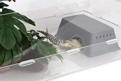 Snake Hide, Leopard Gecko Tank Accessories for Reptile Ball Python Crested Gecko Lizard Bearded Dragon - GrayHideM