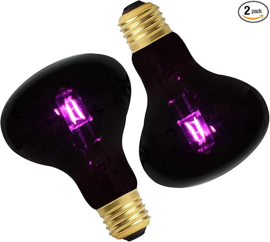 WUHOSTAM 100W Reptile UVA Infrared Moonlight Night Heat Lamp,Basking Spot Bulb Black Glass Cover for Lizard, Chameleon, Snake, Aquarium Reptile, Amphibian,2 Pack