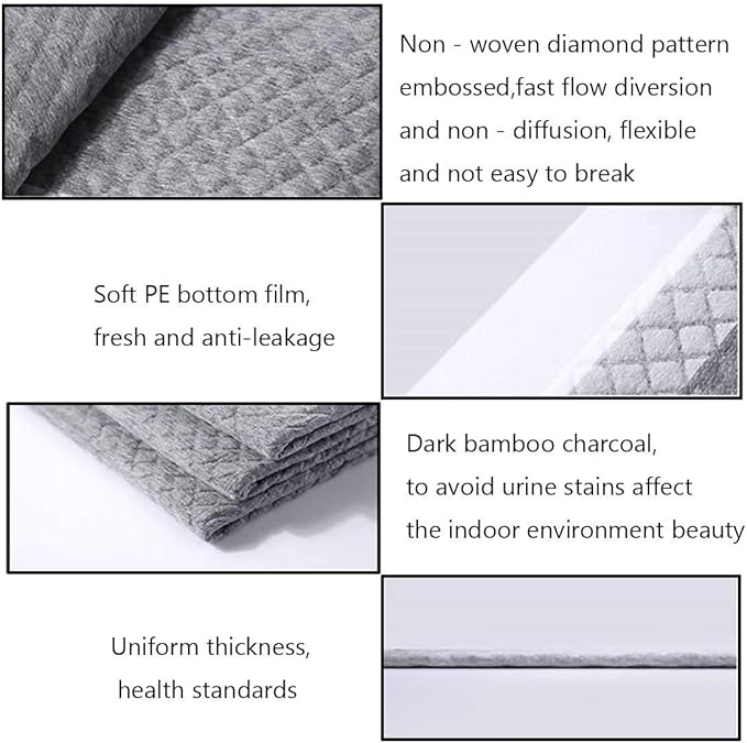 kathson Rabbit Pee Pads Disposable Cage Liners 50PCS All Absorb Black Carbon Odor Control Bunny Training Accessories with Quick-Dry Surface for Puppy Guinea Pig Kitten Hedgehog Small Animals