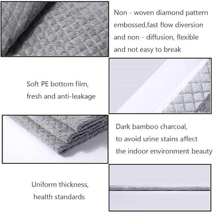 kathson Rabbit Pee Pads Disposable Cage Liners 50PCS All Absorb Black Carbon Odor Control Bunny Training Accessories with Quick-Dry Surface for Puppy Guinea Pig Kitten Hedgehog Small Animals