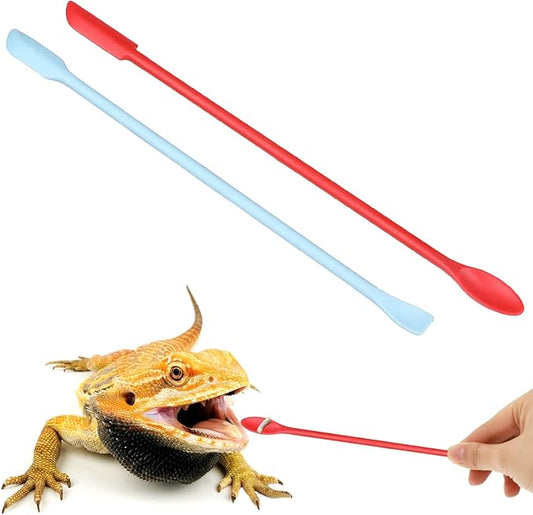 2Pcs Crested Gecko Food Mixing Spoon, Silicone Gecko Feeding Spoon, Long Handle Food Feeding Spoons for Reptile Lizard Gargoyle Bearded