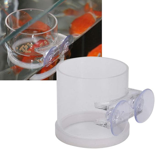 Fish Suction Cup Feeder, Acrylic Transparent Fish Rings Food Feeder Clear Fishes Feeding Ring with Anti Collision Strip Aquarium Feeding Rings for Aquarium Fishes