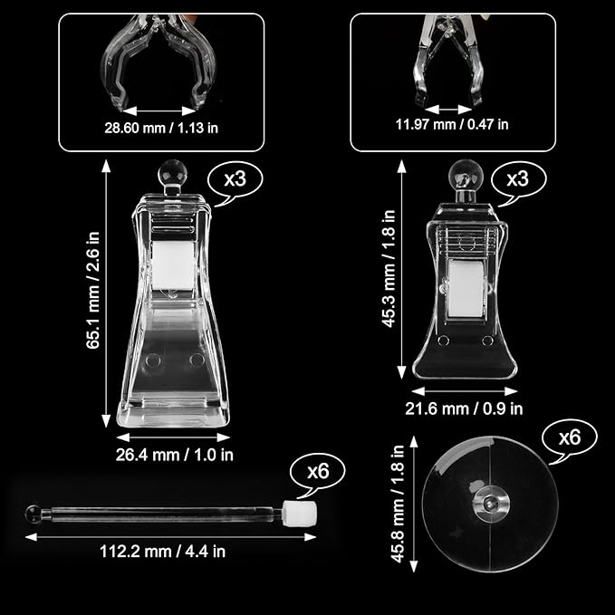 6 Pack Aquarium Suction Cups with Clips - Air Pump Accessories for Fish Tank - Mixed Clips